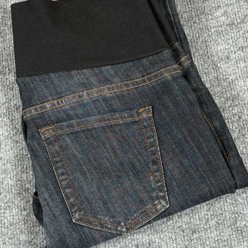 M Rena Maternity Jeans Womens Large Dark Wash‎ Pull On Stretch Denim Pants B4195